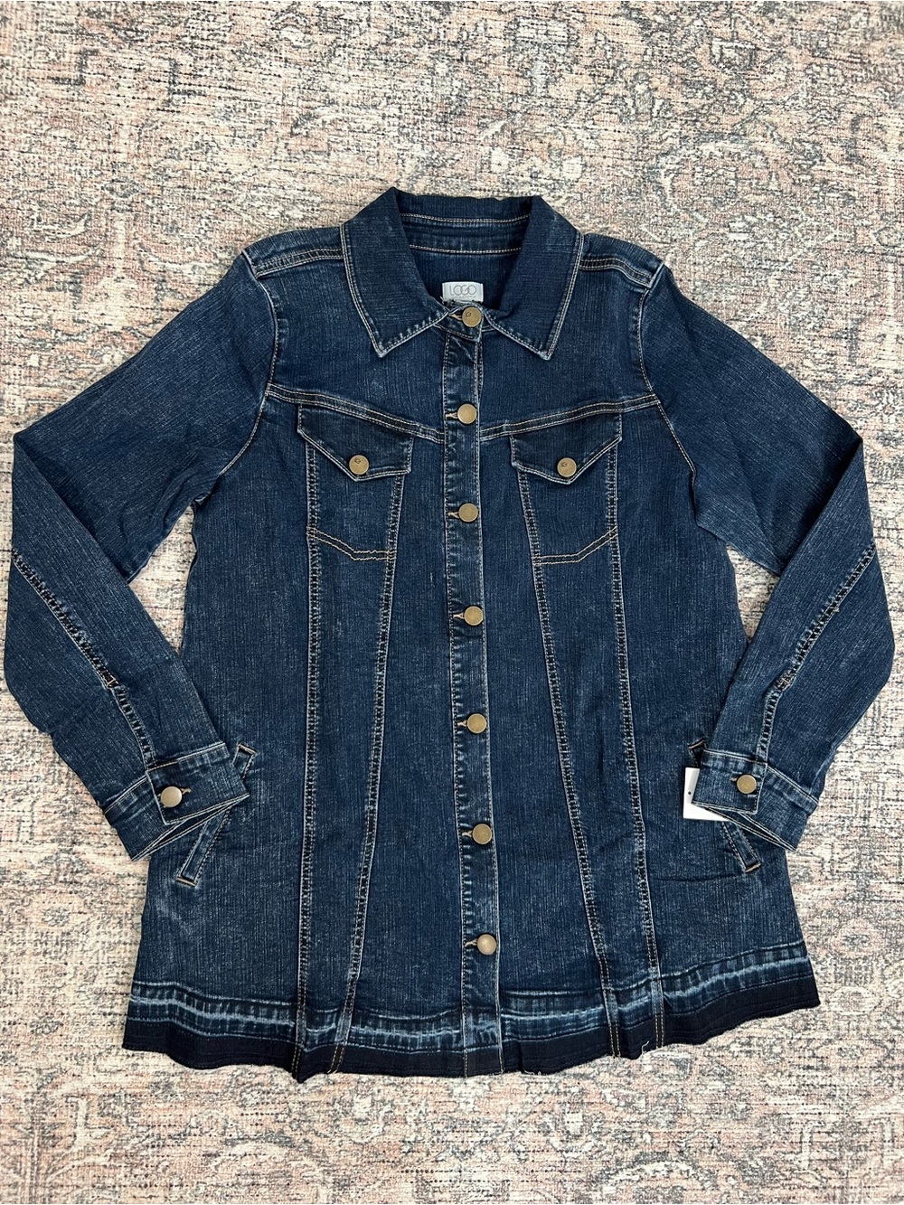 LOGO Lori Goldstein Denim Jacket Womens Size 10 Dark Wash Button Front NWOT - Picture 3 of 12